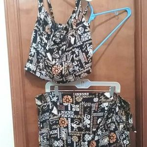 Hot topic Moana tiki crop top and sarong skirt